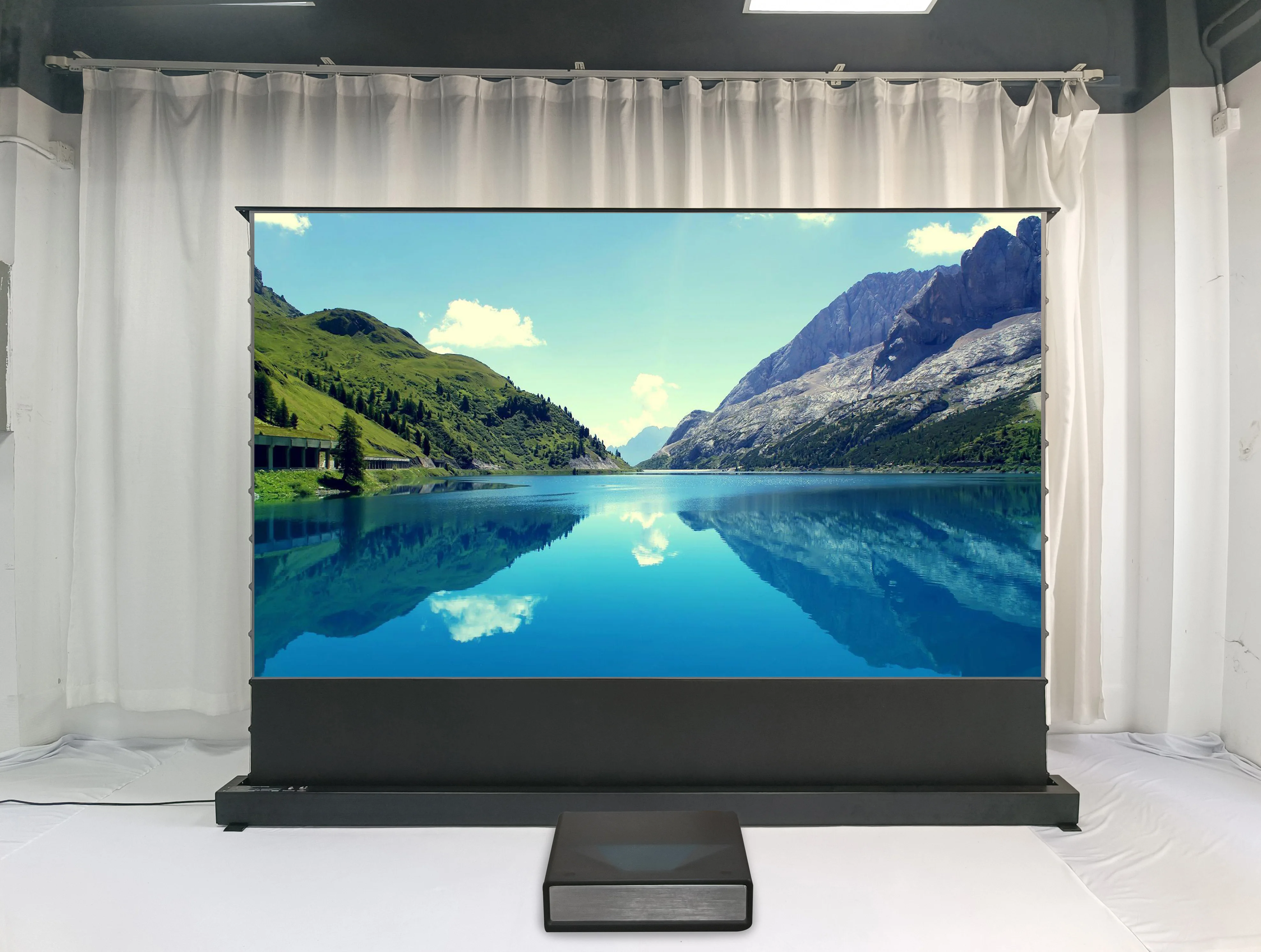 Alr Motorized Floor Rising Screen With Perforate Acoustically Anti