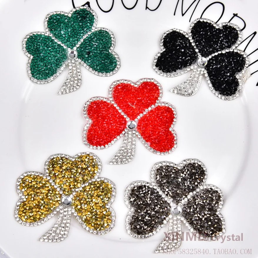 Royal ready design free sample White crown rhinestone heat logo iron on patches for clothing