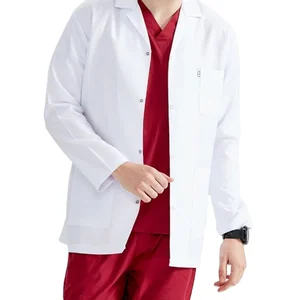 Custom White Doctor Lab Coat Breathable Cotton Scrub Anti-Wrinkle Hospital Uniform Stretch Medical Scrub Jacket