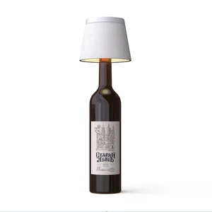 Indoor 1200mAh Fabric Lampshade Wireless Touch Table Lamp LED Rechargeable Table Lamp Decorative Wine Bottle Lamp