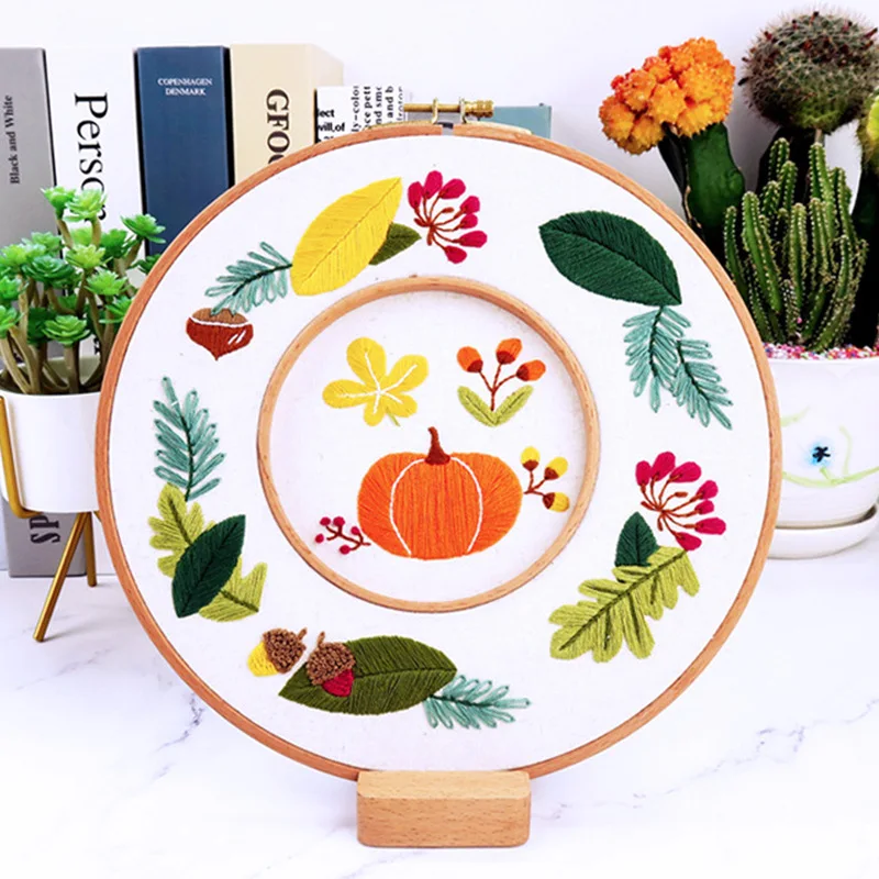 5456 Flowers Plant Pattern Embroidery Cloth Set Cross Stitch Kit Hand Craft Beginner DIY Embroidery Starter Kits