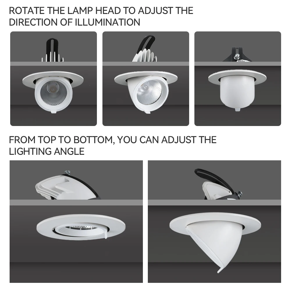 Modern 20W Led Gimbal Downlight Embedded Elephant Trunk Ceiling Lamp for Gallery Mall Store Exhibition Lighting Fixture