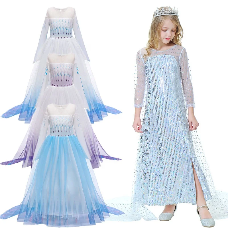 Cosplay Party Dress Up Frozen 2 Princess Elsa Anna Fashion Dress Costume Halloween Fairy Princess Kids Fancy Dress Costumes