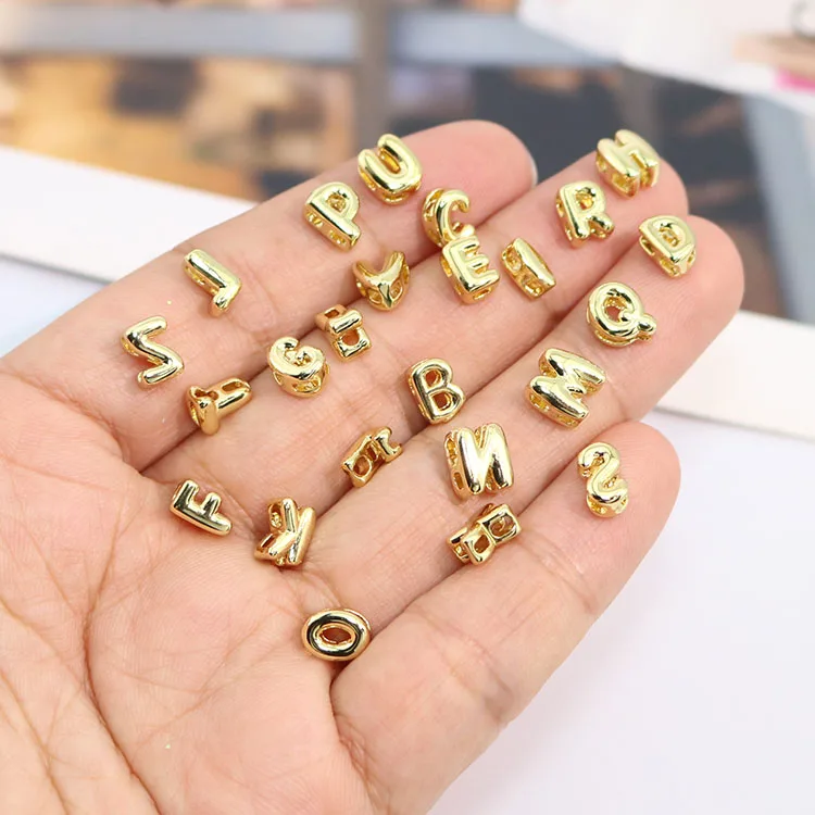 Letter Charms Wholesale Slide Charms Gold Filled Beads 26Pcs