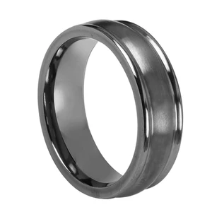 8mm Wholesale Fashion Men Jewelry Band Luxury Natural Grey Center Bulge Brushed Customized Men Pure Tantalum Wedding Rings