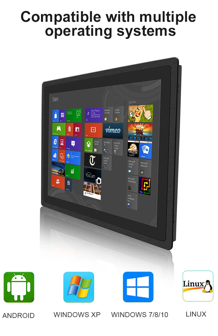 Fanless Industrial Tablet 15 Inch X86 Gen2/3/4 I7 Embedded Flat Pure Touch Screen AMD DDR4 Industrial All-in-One Panel PC