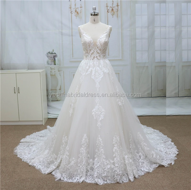 v shape wedding dress