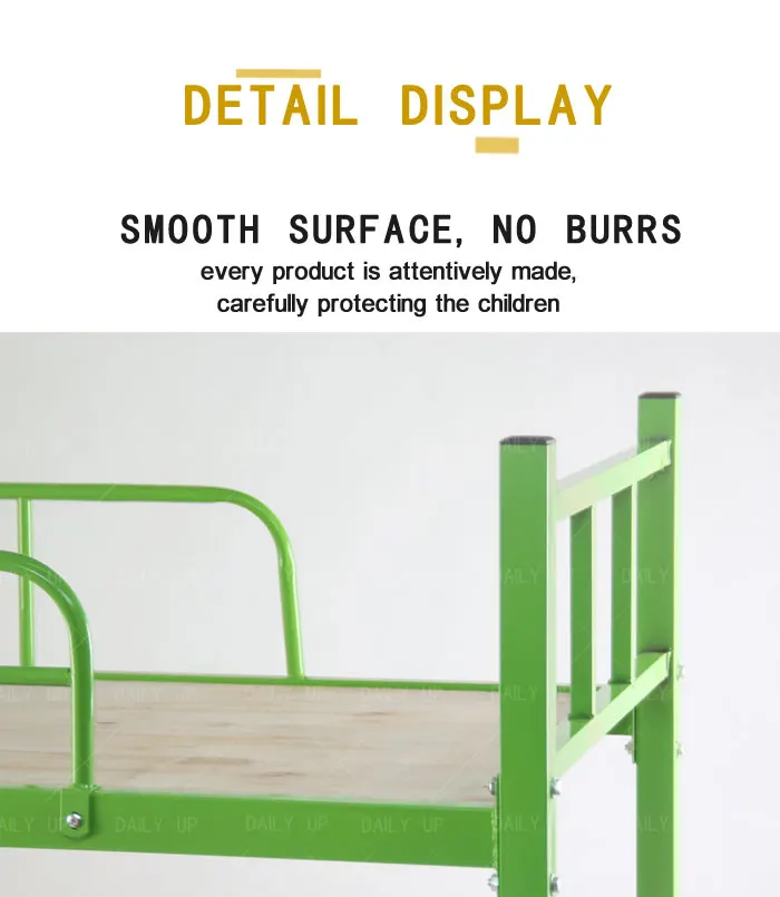 Dormitory Steel Frame Bunk Bed School Student Double Decker Bed With Ladder Stairs Guardrail For Kindergarten Bedroom