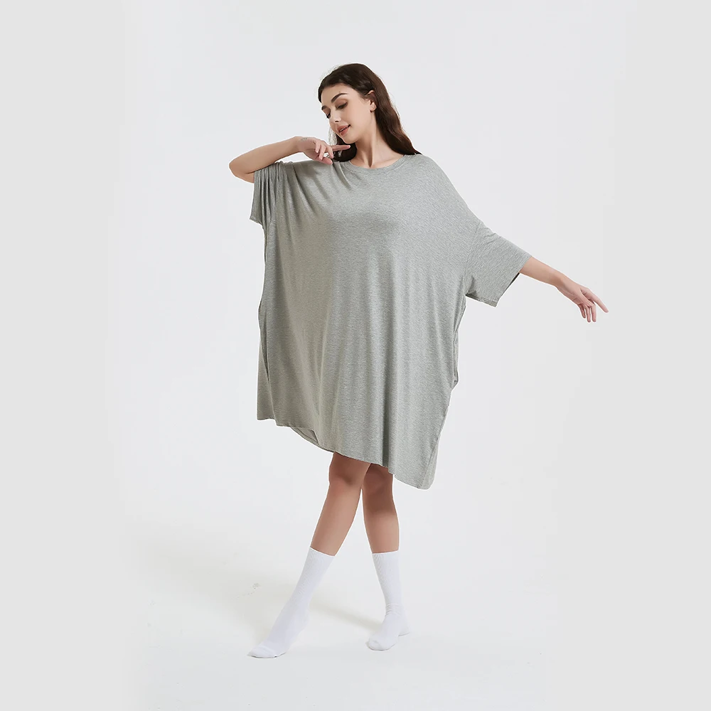 Wholesaler factory oversized Solid plus size womens bamboo sleepwear sleep dress adult summer bamboo sleep T-shirt manufacturer