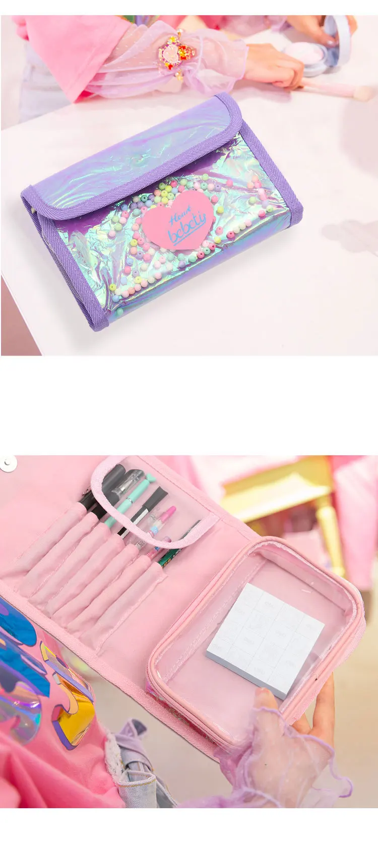 Ladies Folding Pvc Makeup Case Kit Cosmetics Travel Wash Bag Buy Make