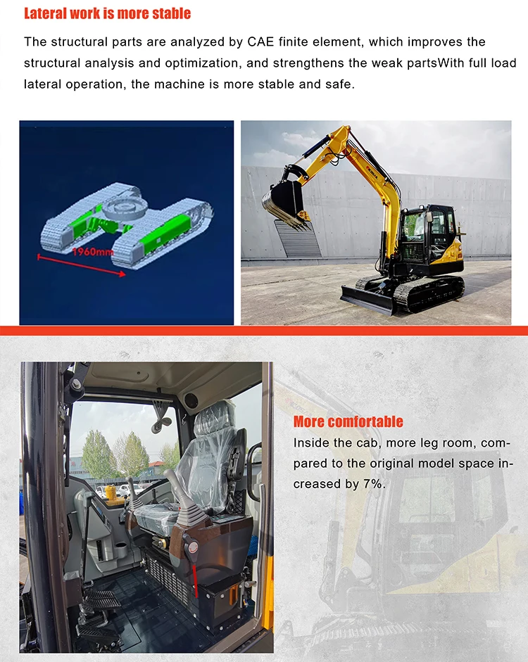 5 Ton 6 Ton Excavator Mini Excavator Prices with Side Swing Function