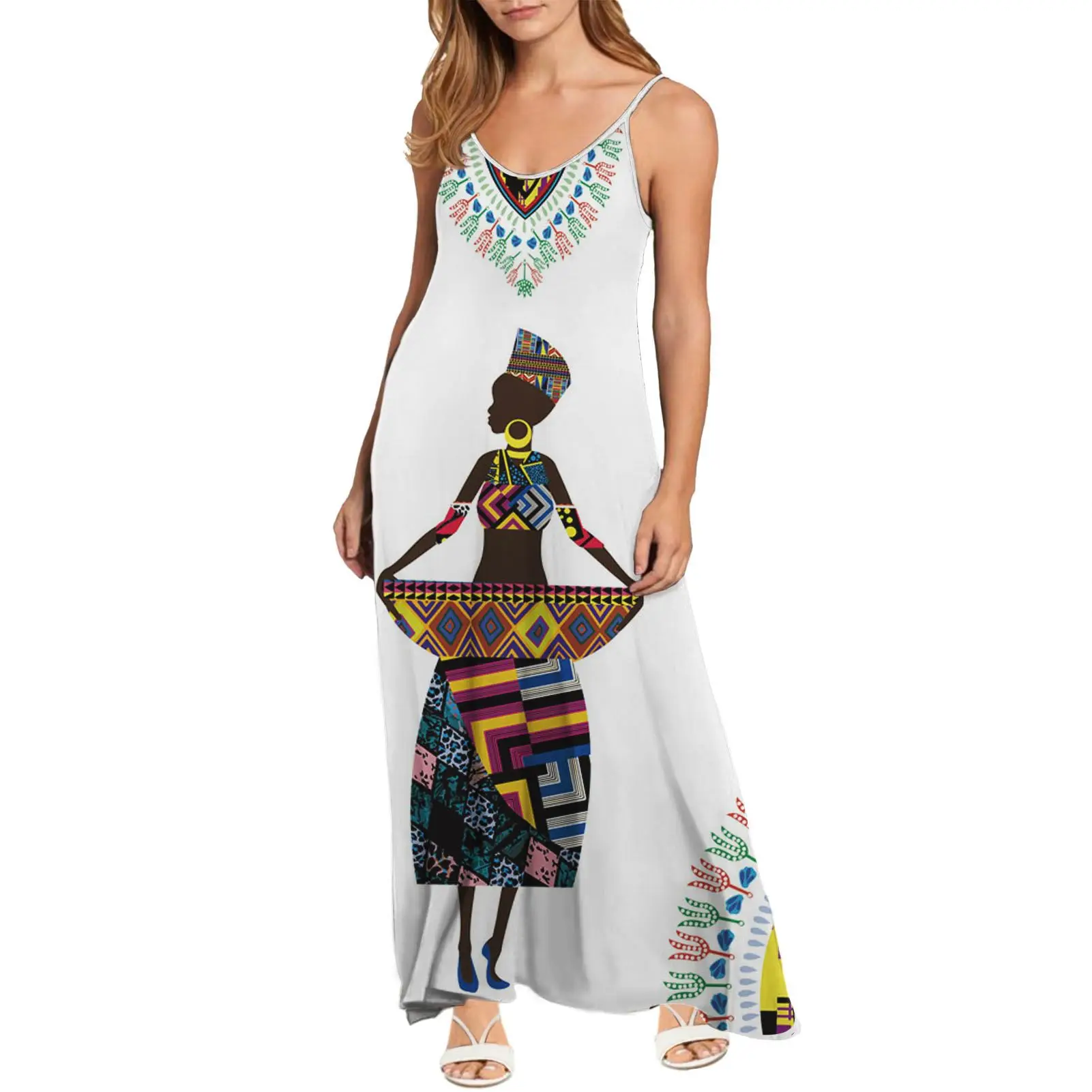 polyester dress for sublimation Shop Custom Sublimation Polyester Afro American Beach Sun Dresses