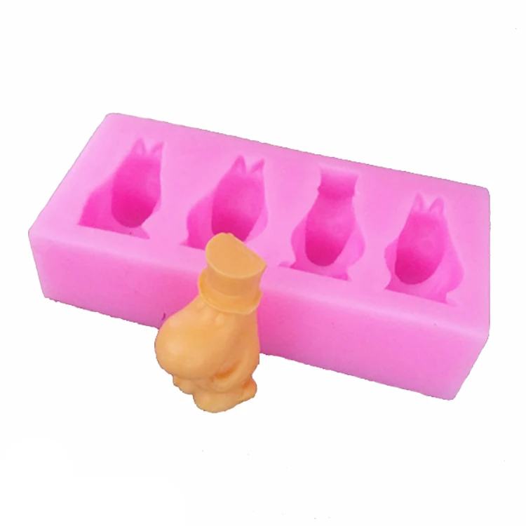 Rectangle Outline 3D Funny Same Hippo  Silicone DIY Cake Fondant Molds