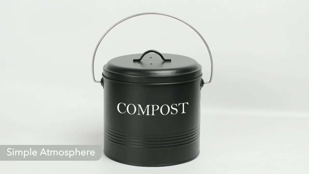 Farmhouse Kitchen Countertop Food Trash Can Waste Caddy Bin Compost