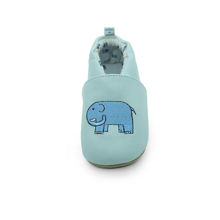 Светло-голубые детские туфли из натуральной кожи с принтом слона мягкая подошва детские мокасины