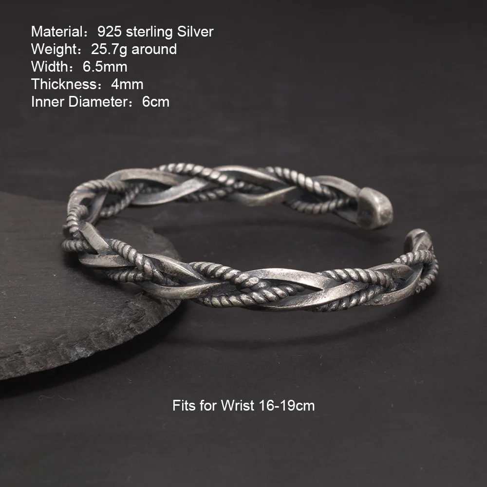 アクセサリー Vintage Silver Twist Bar Bangle 925 VINTAGE STERLING SILVER 8 IN UNIQUE TWIST ROPE TWIST BANGLE