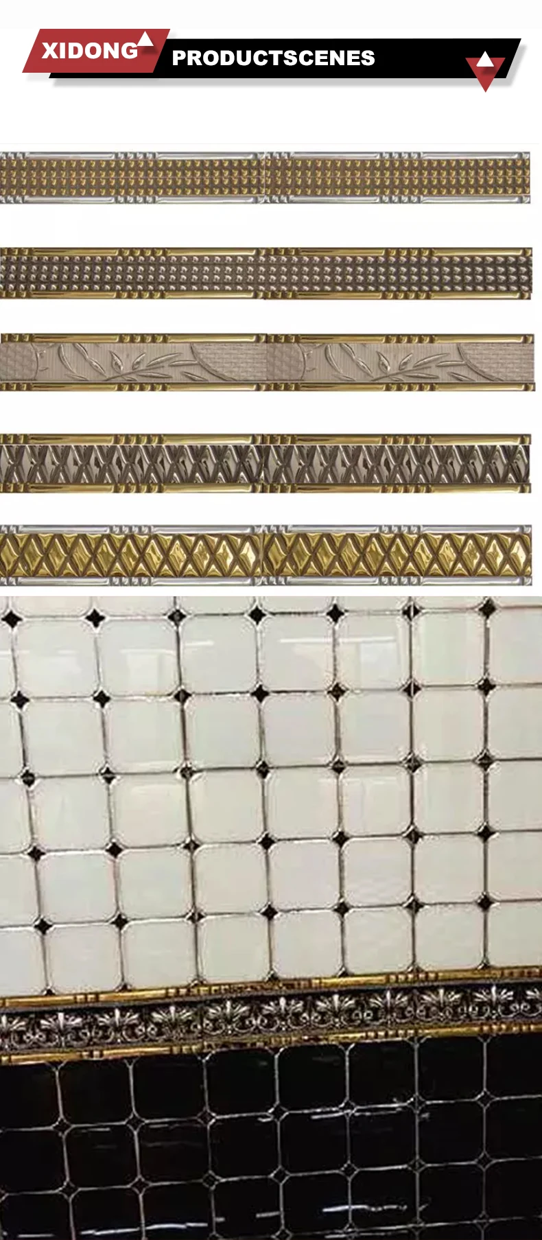 Golden Pencil Wall decoration TIles Border Interior glass bathroom decorate Border Ceramic tiles 20x600 40x600 details