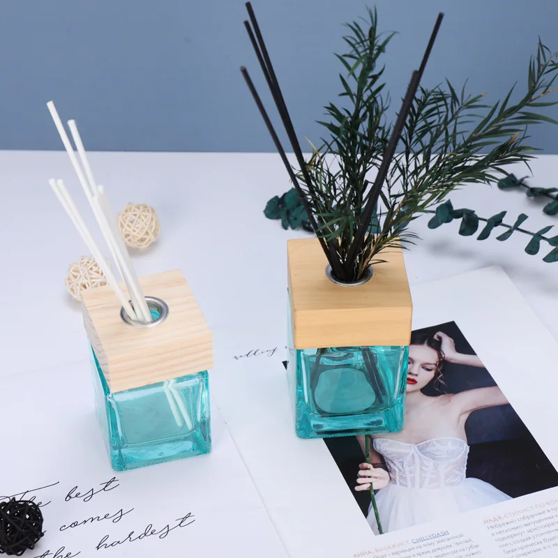 Hjemmedekorasjon Tom Firkantet Reed Diffuser Freshener Parfyme Glass Flaske Aroma Olje Diffuser Flaske