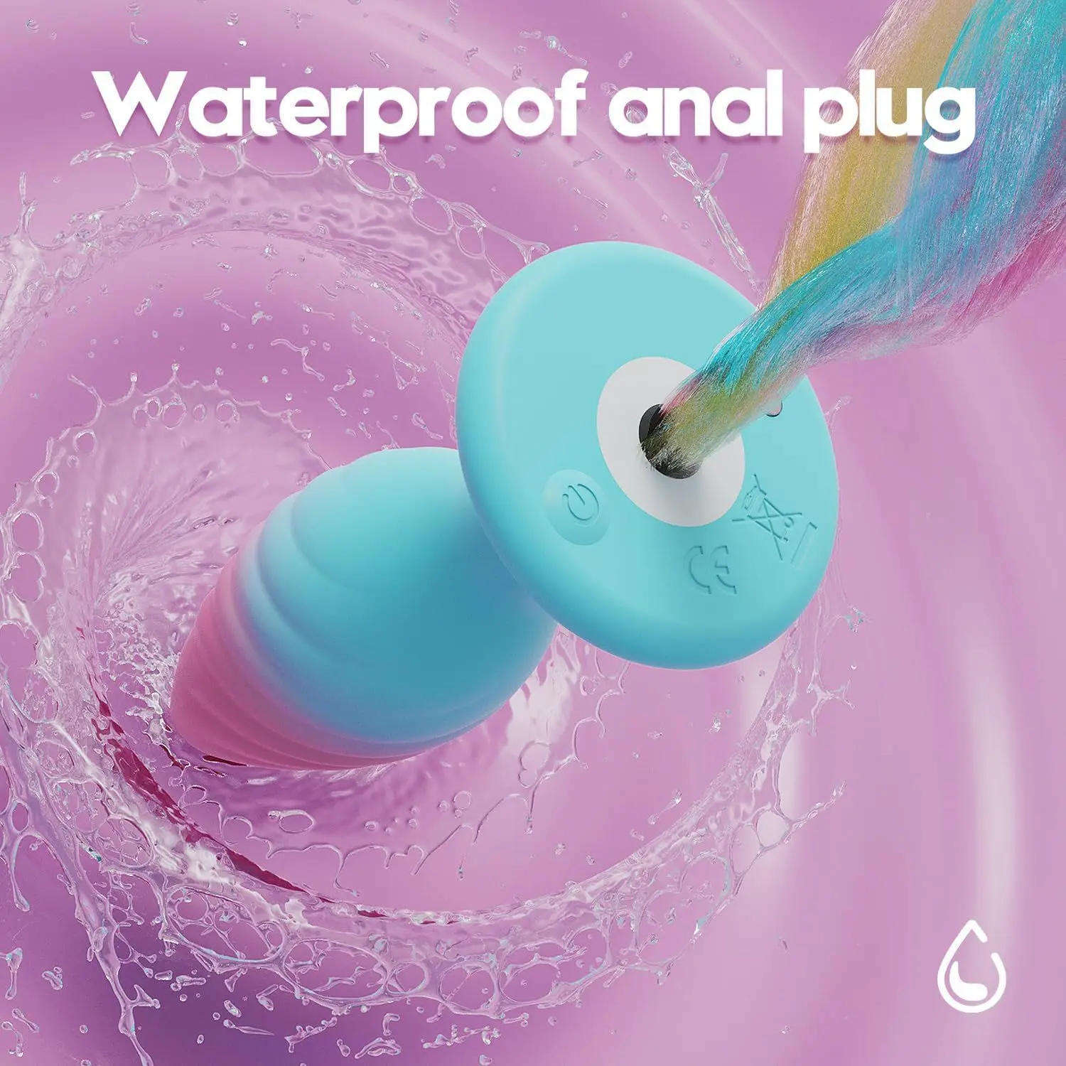 Rainbow Pony Tail Anal Plug with Wireless Remote Control Anal Vibrator for Women Masturbation Silicone Luminous Anal Butt Plug