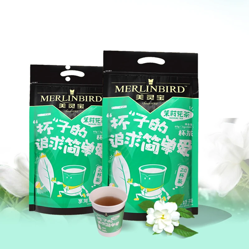 Customized Packing Easy Tea in Cup Jasmine Green Tea Single/Double Wall  Cup Instant Tea for Healthy