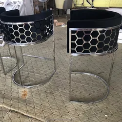 New Arrival Honeycomb Back High bar chair with Comfortable velvet armrest living room counter chair Hot selling