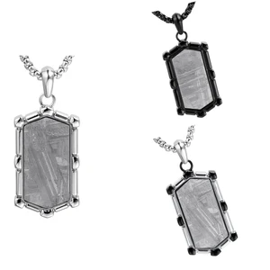Outer Space Natural Muonionalusta Iron Meteorite Men Jewelry Gift Stainless Steel Necklace