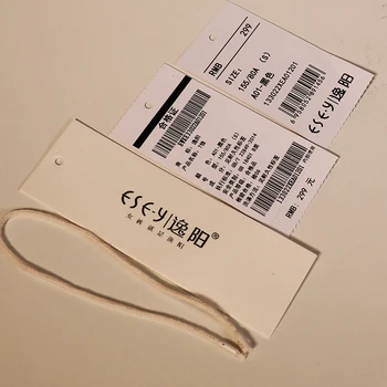 Custom Black Hot Stamping Brand Eco-friendly Hang Tag Luxury Recycled Paper Garment Accessories Clothing Rope Paper Hang Tag