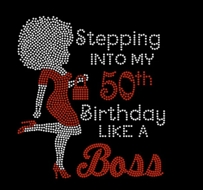 Afro Culture Bling T-Shirt designer iron on transfer hotfix diamond patches rhinestone transfer motif
