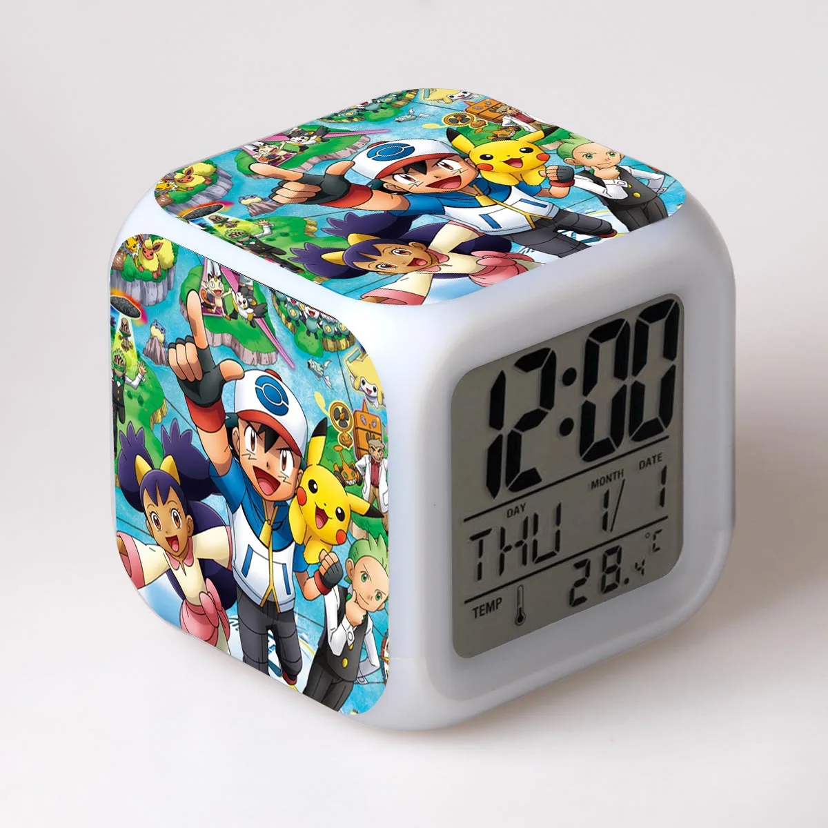 3inch cube night light led colorful alarm clock in desk