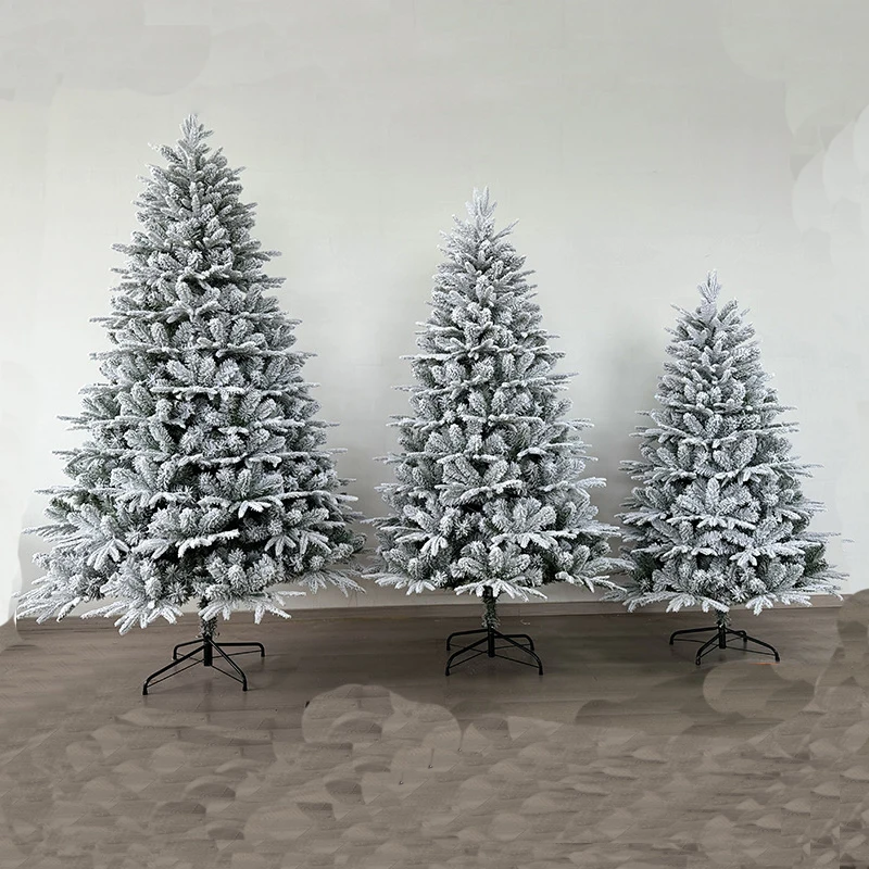 210cm Hot Sale White Heavy Snow Flock Christmas Tree Luxury Indoor Ornament with Cold White LED Lights for Home or Holiday Use manufacture