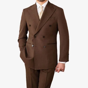 Men's Formal Slim Wedding Groom 2 Pieces Suit Set Business Peaked Lapel High Quality Double Vents Suit Set for Men