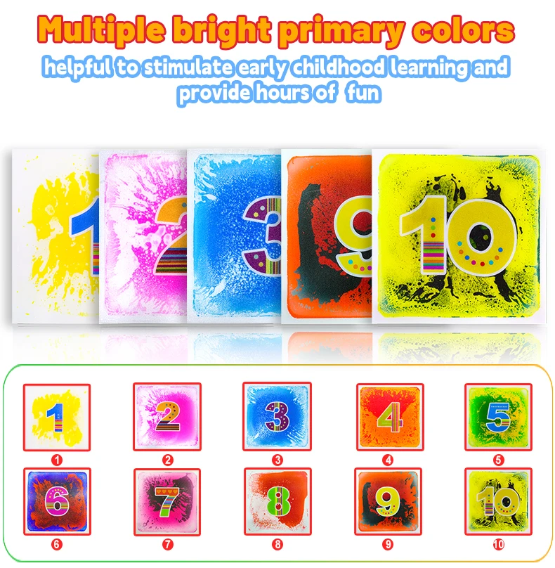 Educational Liquid Sensory Tiles Children Decompression Toys Liquid Sensory Tiles fidget toys for autism Liquid Sensory Tiles details