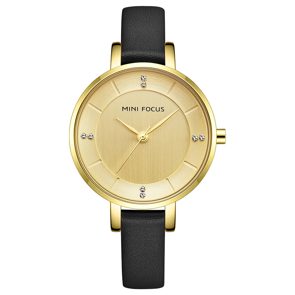 MINI FOCUS the New Listing Latest Quartz Watches for Women Best Price WristWatch 5 ATM Waterproof Genuine Leather Strap MF0255L
