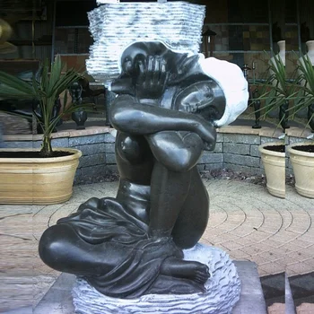 Beautiful Black Stone Sexy Nude Sitting Girl Garden Statue Marble Naked