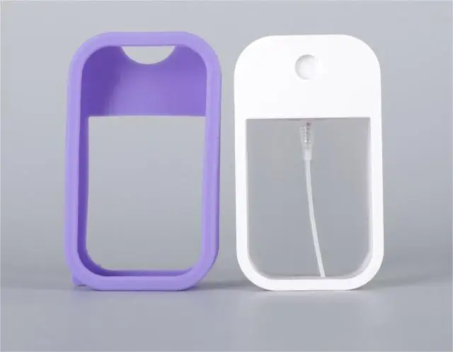 Pocket Square Hand Sanitizer Keychain Spray Bottle Refillable 50ml Flat Credit Card Shape Perfume Atomiser Spray Plastic Bottle
