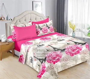 Drap De 6 Pieces Wholesale king Size Fitted Sheet Bedsheet with Pillowcases Set Luxury Bedding