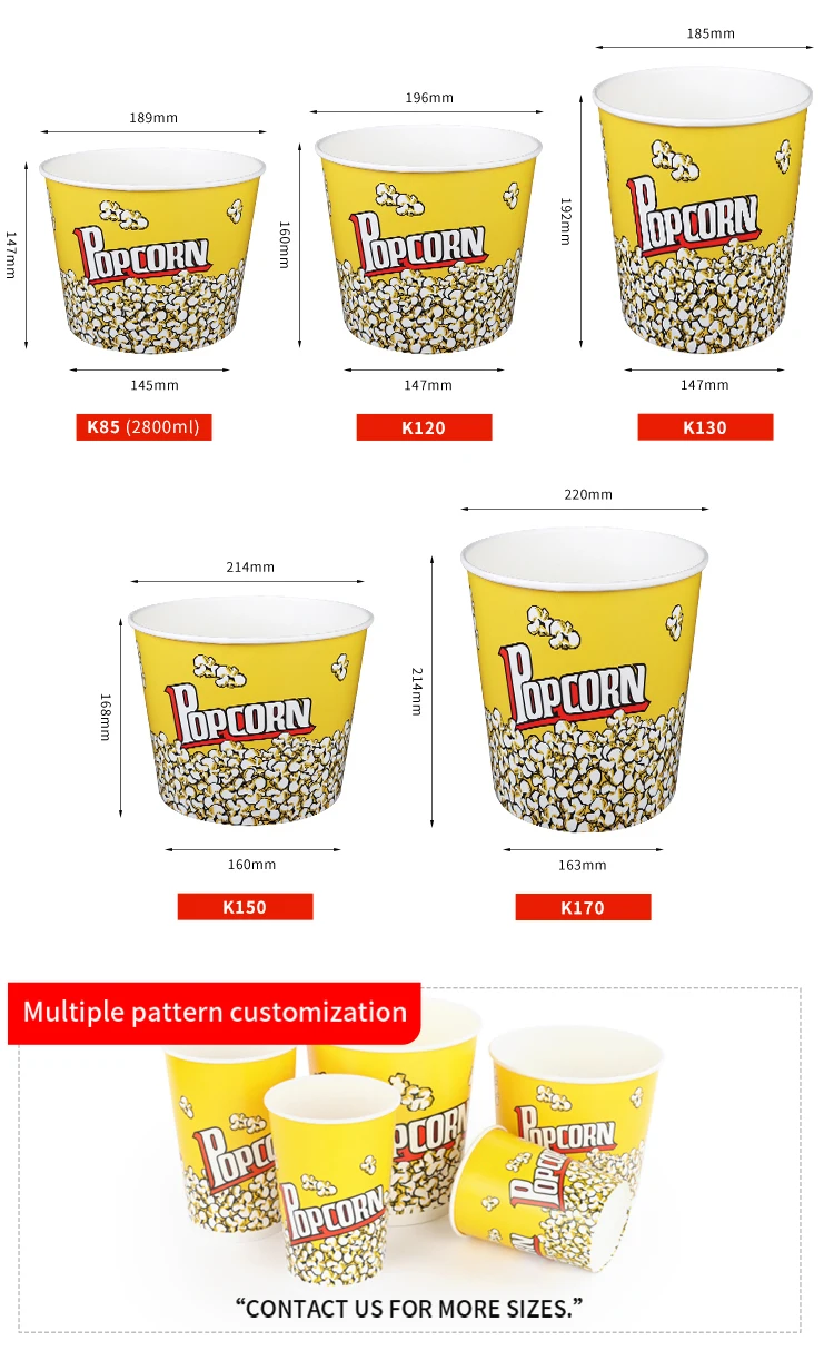 product 70oz 85oz popcorn bucket custom logo printed paper food packaging tub for party movie theater fast food-7
