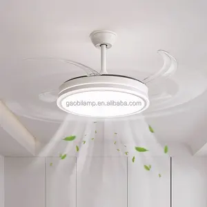 42 48 Inch 72W LED Customizable Ceiling Fan Light Three Leaf Blades Iron Acrylic Gold Silver Black White Finish Remote Control