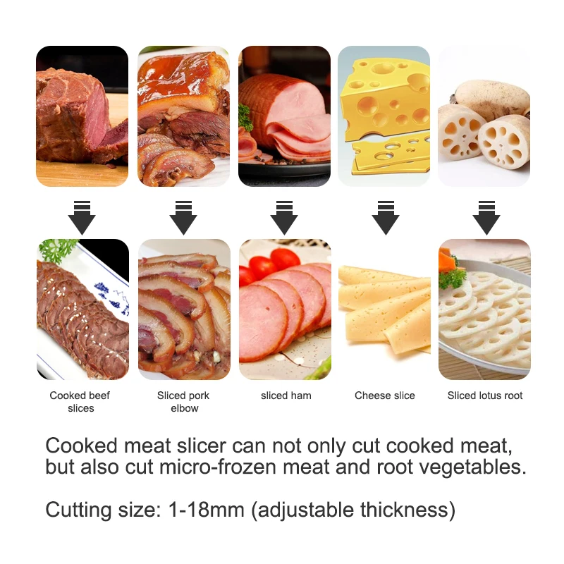 Multifunctional Cured Meat Fish Bacon Slicer New Deli Slicing Machine for Cooking Pork Sausage Steak Bacon Cutting-Electric