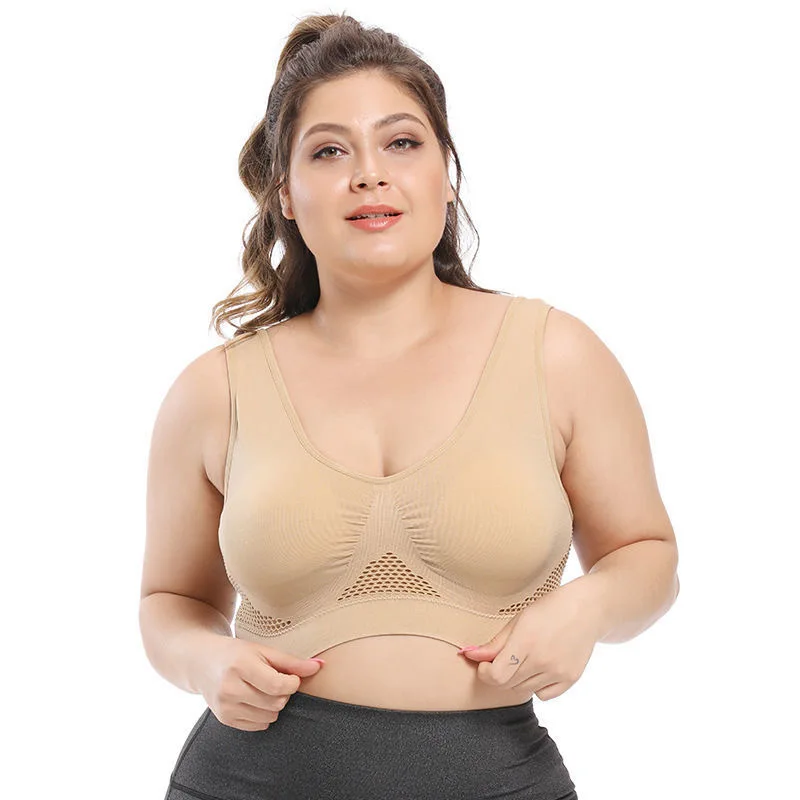 lubang s-6xl bra olahraga ukuran mulus dan desain lubang bernapas bra  ekstra besar yang nyaman untuk wanita payudara besar