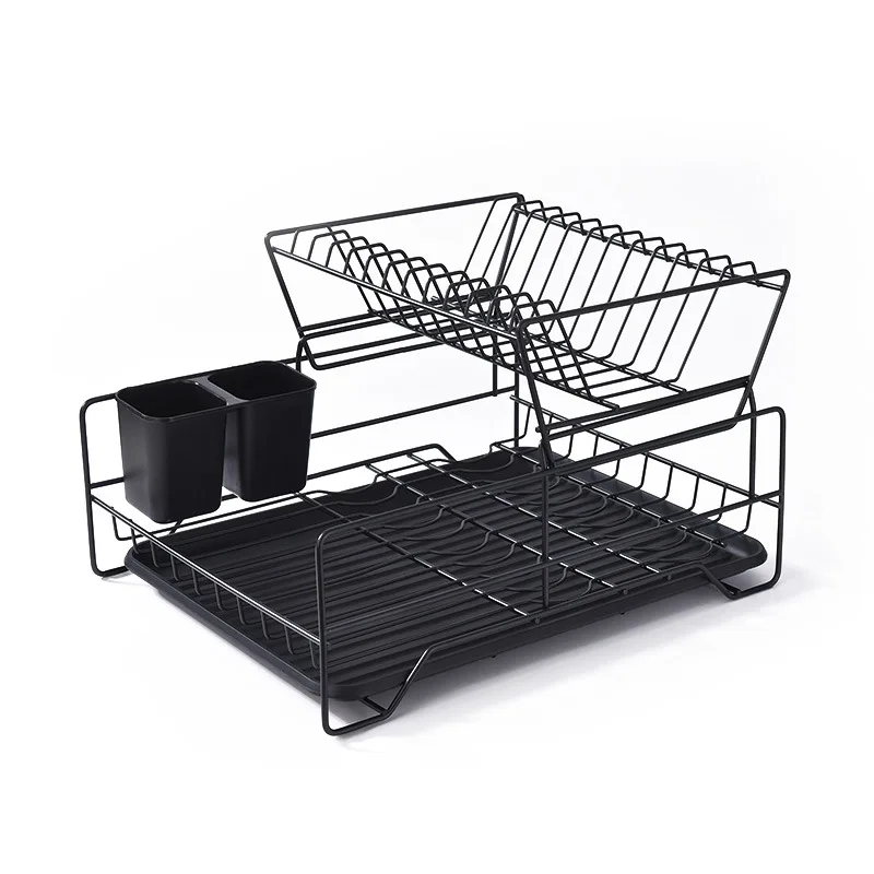 Kitchen Household Double Tier Storage Shelf Drain Rack Standing Type Organizer