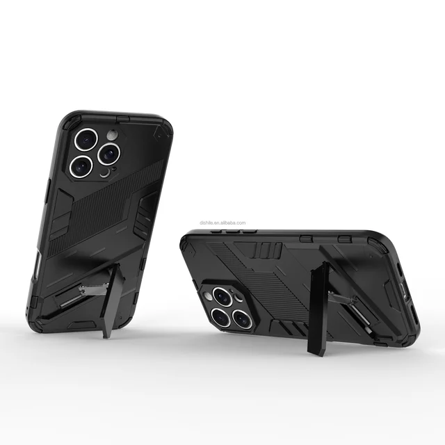 Factory Direct Stable Holder Back Cover for iPhone 16 13 Pro Max Shockproof Armor Hard Mobile Phone Case Invisible Phone Stand