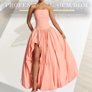 Women Sexy Sleeveless Backless Slim Long Dress Elegant Strapless High Split Banquet Dress Fashion Ladies Party Dress