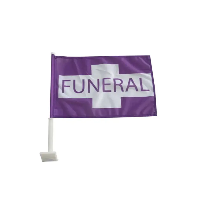 Custom Sports Funeral Procession Polyester Hanging Funeral Procession Plastic Flagpole Holder Funeral Car Flags