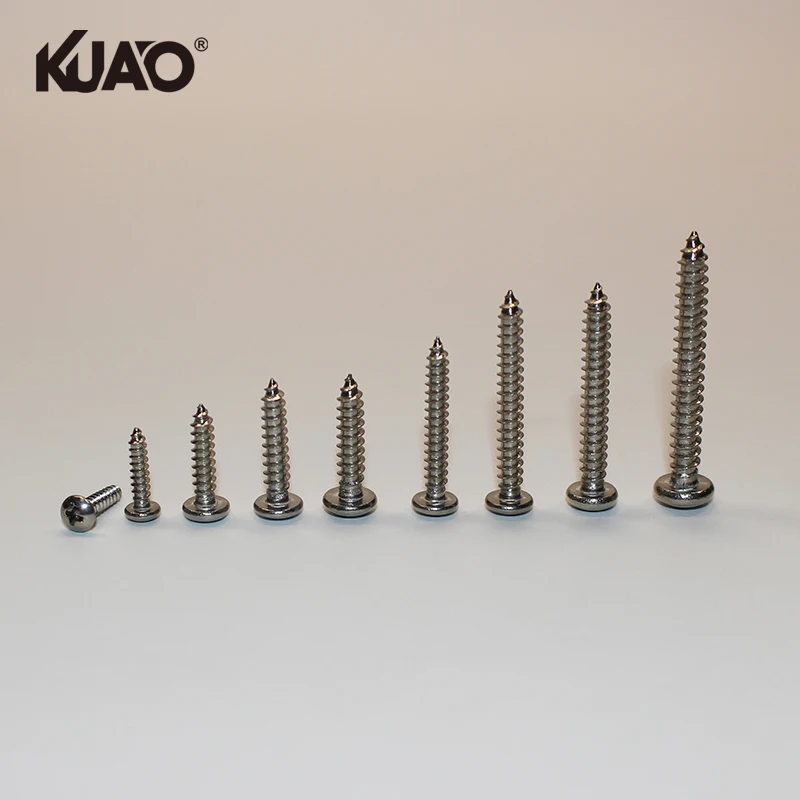 Phillips Pan Head Screws 304 Stainless Steel Self-Tapping Wood Screws Standard Cross Groove Full Thread Woodworking Fastener