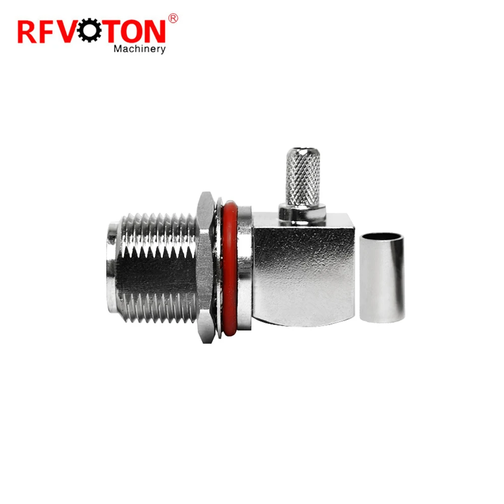 Factory N Female Jack Hembra  WTR195 Rg58 WTR200 Crimp Bulkhead Waterproof Right Angle RA Rf Coaxial Crimp Rf Coaxial Connector