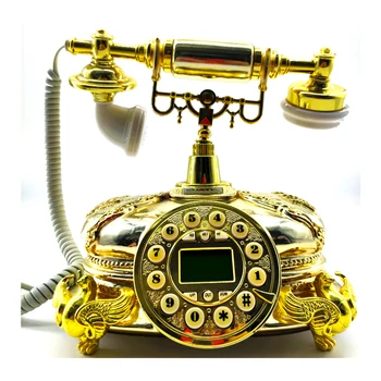 Best Quality Promotional Push Button Antique Phone Rugged Corded Golden Office Telephone