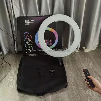 MJ56 22 Inch Color Fill Light Selfie Ring Light With 3 Cell Phone Holder&Remote Control  22 Inch RGB Ring Light detail image