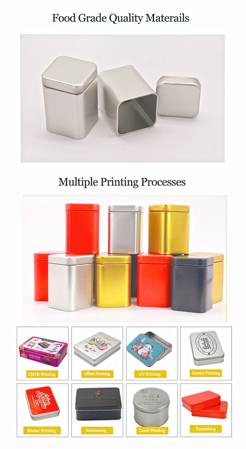 Wholesale Custom Tin Box Rectangular Coffee Container Tin Food Grade