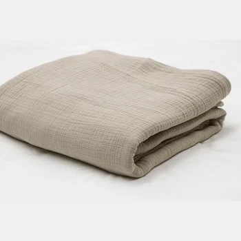 beige Multiply yarn simple elegant washing machine texture ultra soft throws cotton blanket queen size cooling